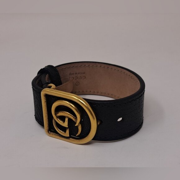 Gucci Marmont Double G Wrap Bracelet Cuff Pebbled Leather Italy Adjustable - Picture 1 of 16